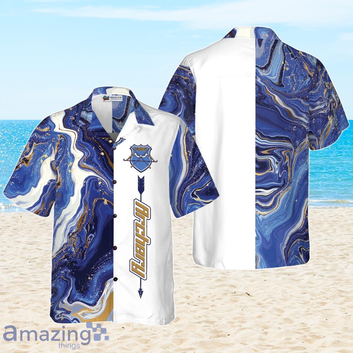 Blue Marble And Gold Archery Hawaiian Shirt Gift For Men And Women Product Photo 1