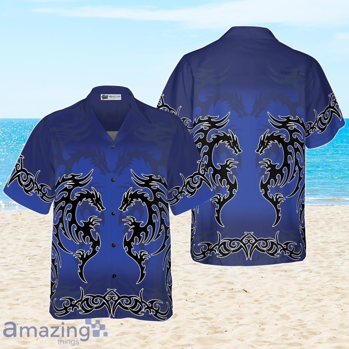 Blue Tribal Dragon Hawaiian Shirt Gift For Men And Women Product Photo 1