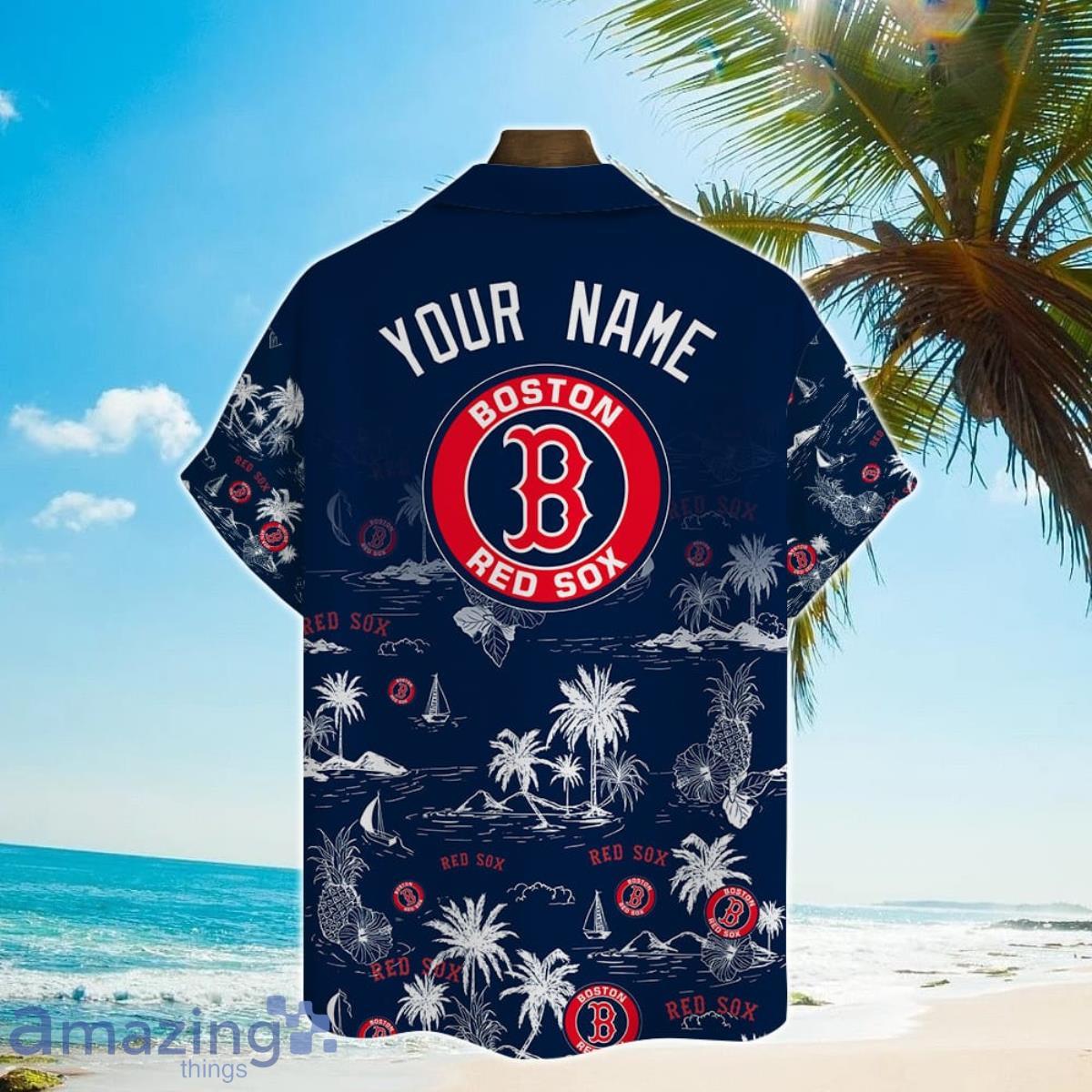 Boston Red Sox Baseball Pattern Vintage Hawaiian Shirt Custom Name