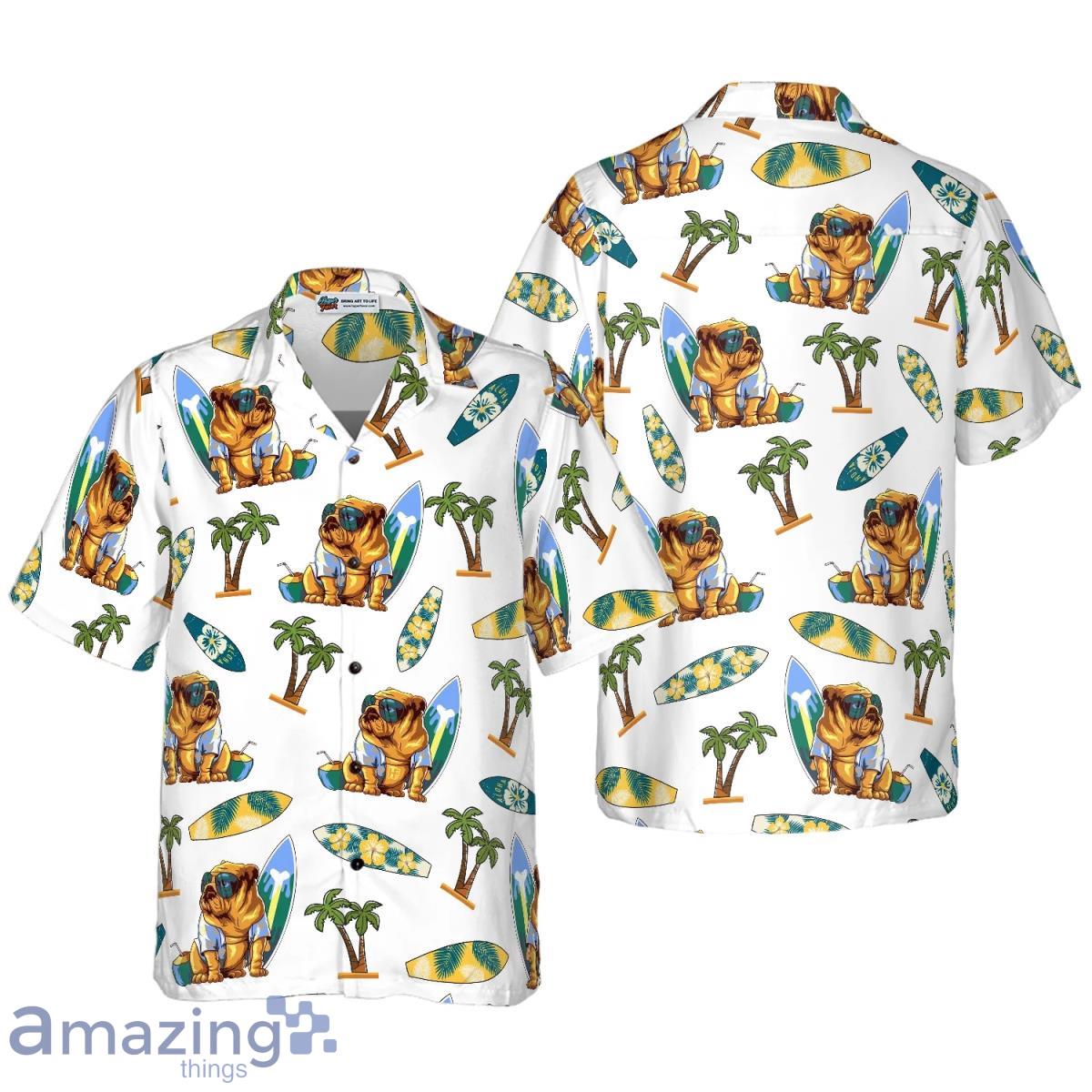 Bulldog Surf And Palm Hawaiian Shirt Best Gift For Men And Women Product Photo 1