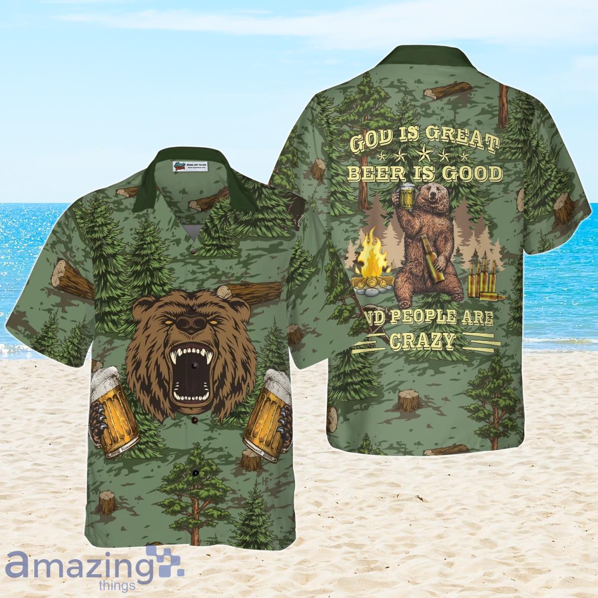 Camping Angry Bear Drink Beer Hawaiian Shirt For Men And Women Product Photo 1