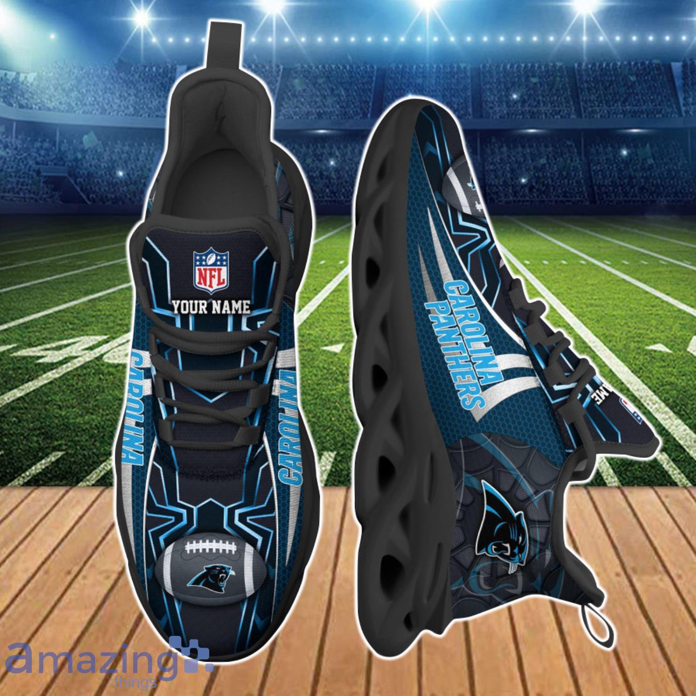 Carolina Panthers Personalized Name NFL Max Soul Shoes Men And