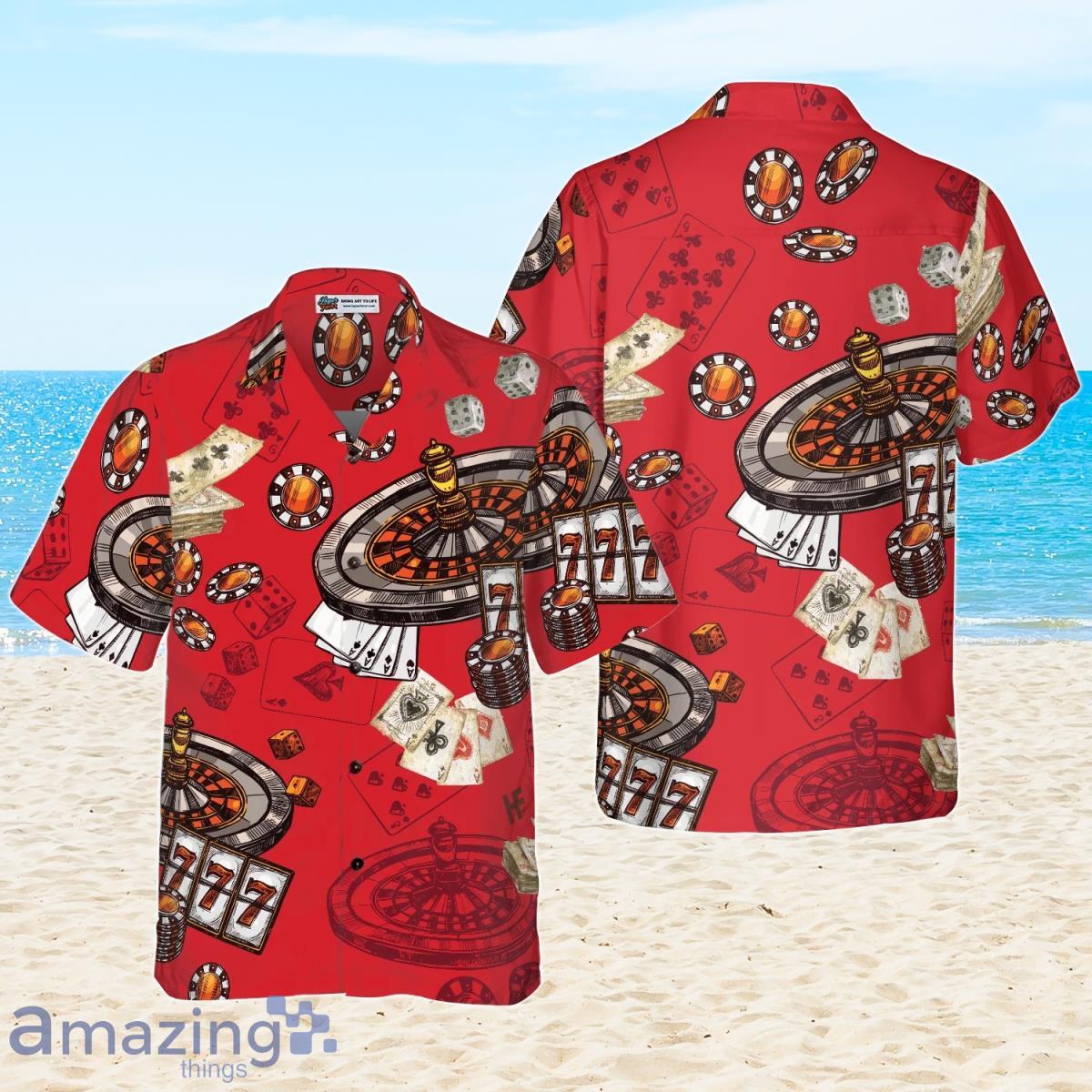 Casino Pattern Red Background Hawaiian Shirt Gift For Men And Women Product Photo 1