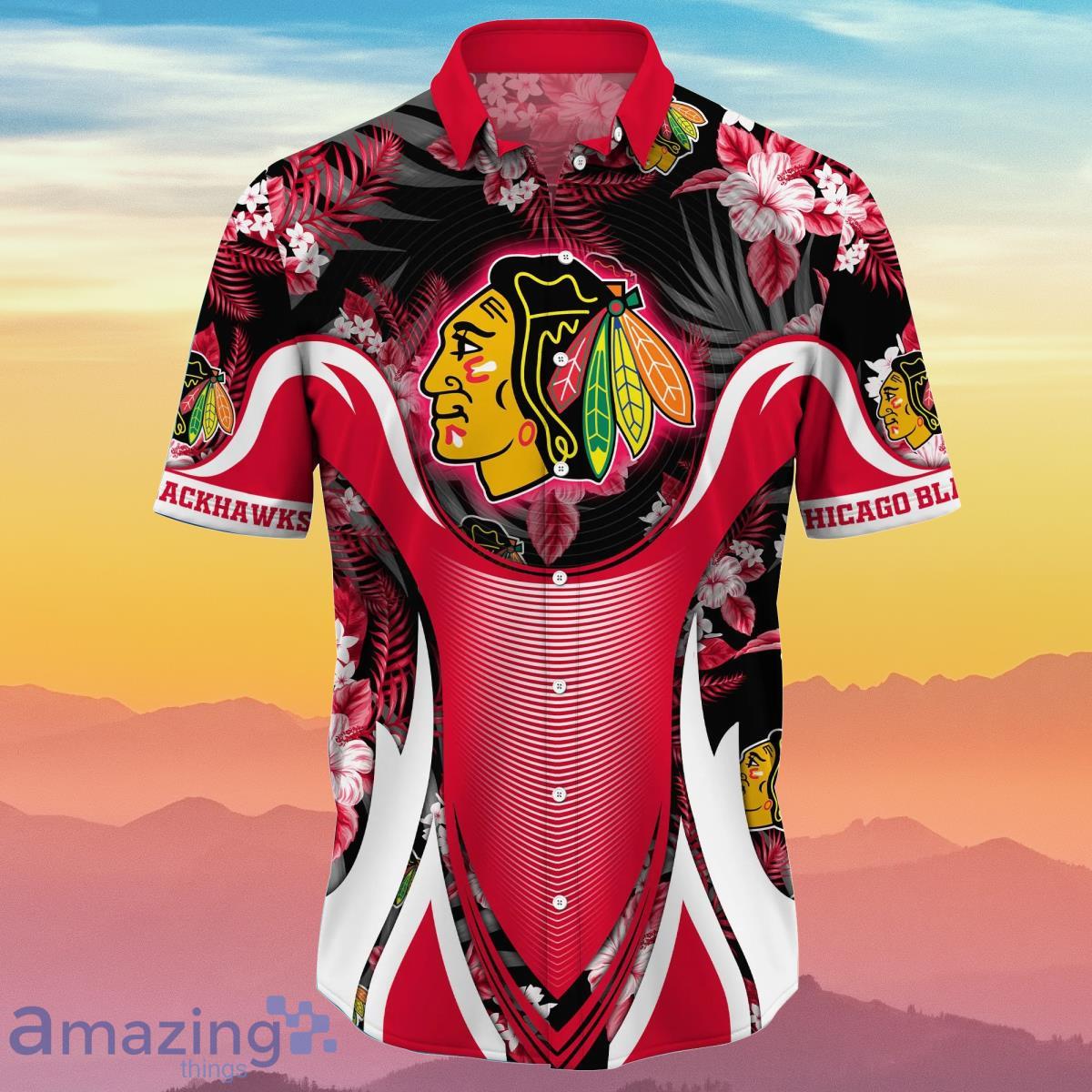 NHL Chicago Blackhawks Tropical Flower Men And Women Hawaiian Shirt -  Freedomdesign