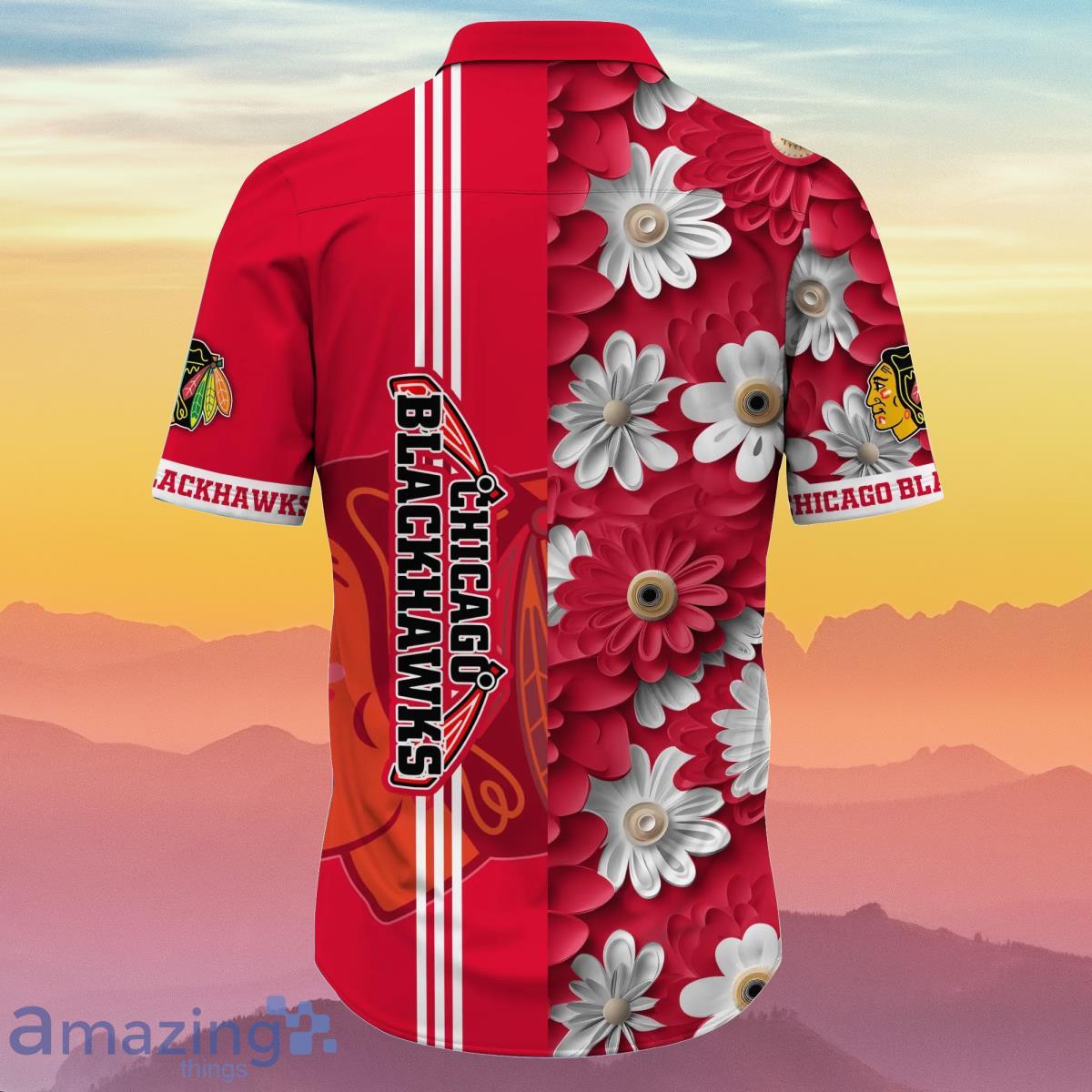 Chicago Blackhawks NHL Flower Hawaiian Shirt Summer Football Best Gift For Fans image Chicago Blackhawks NHL Flower Hawaiian Shirt Summer Football Best Gift For Fans Product Photo 3