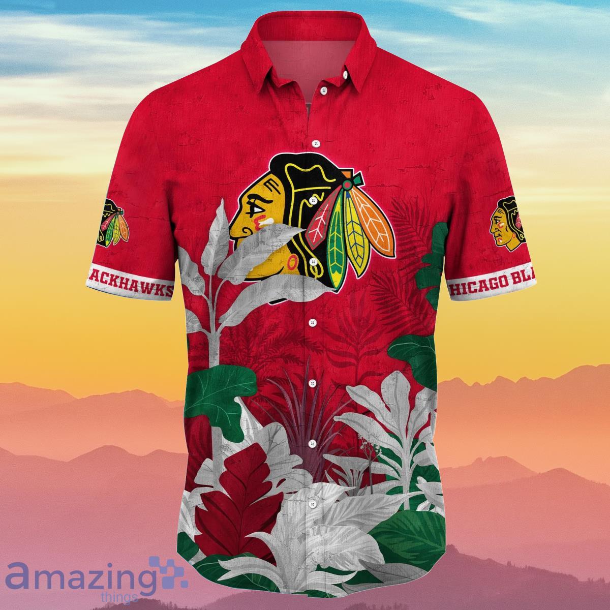 Chicago Blackhawks NHL Flower Hawaiian Shirt Unique Gift For Fans image Chicago Blackhawks NHL Flower Hawaiian Shirt Unique Gift For Fans Product Photo 2