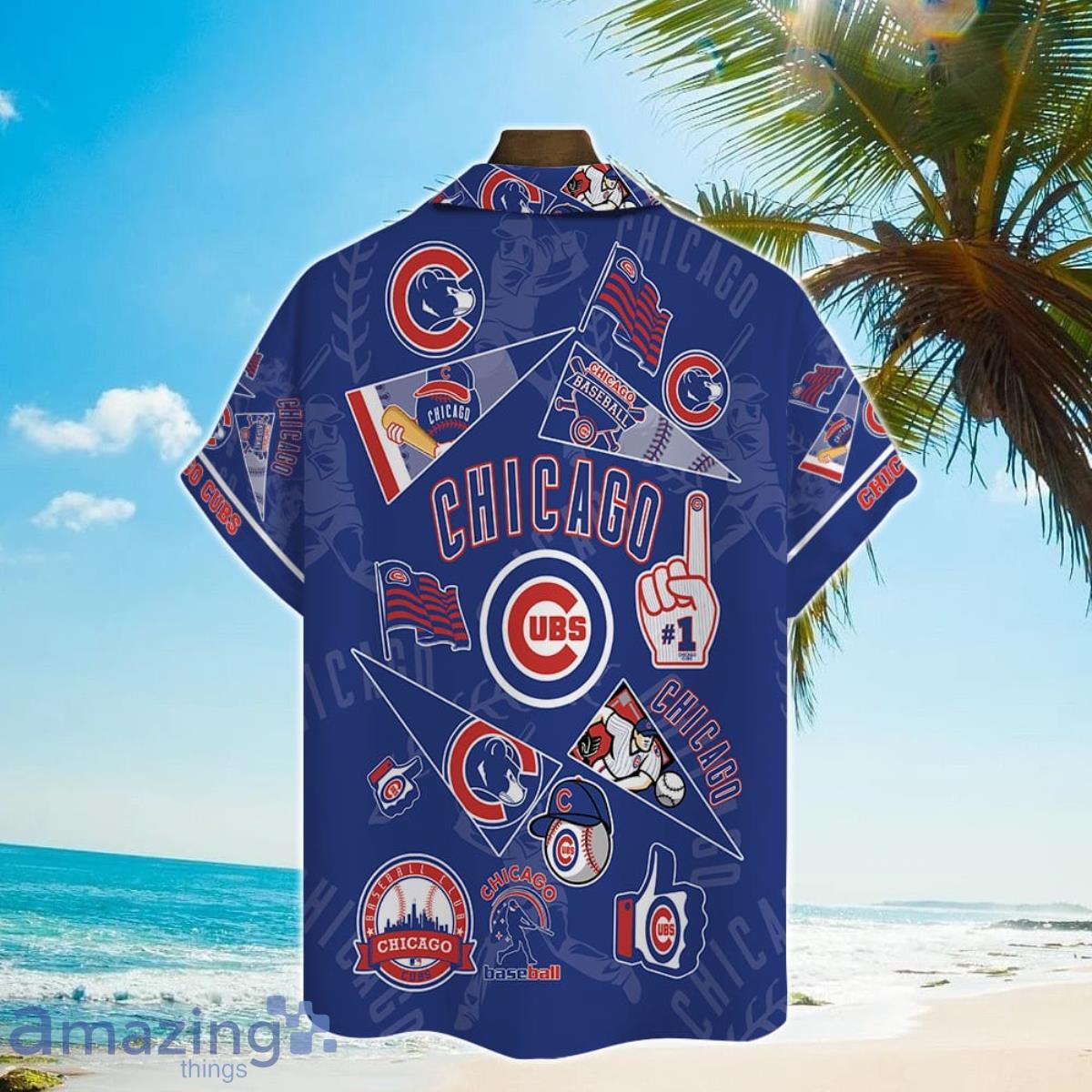 Chicago Cubs Major League Baseball Red Stripe MLB Print Hawaiian