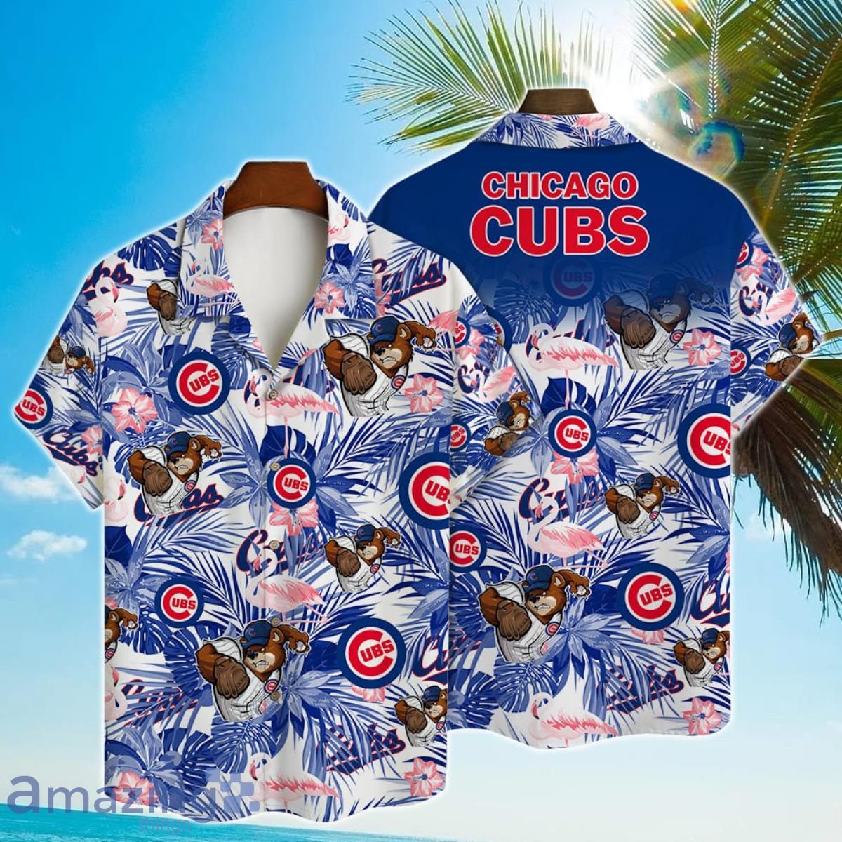 Chicago Cubs Major League Baseball Mascot And Hibiscus Pattern 3D Print Hawaiian Shirt Product Photo 1