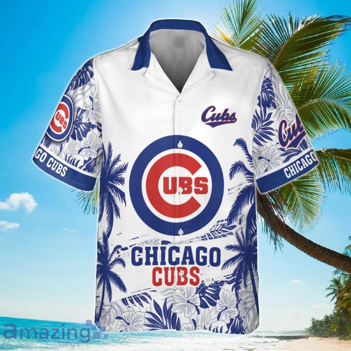 Chicago Cubs MLB Flower Pattern Summer 3D Hawaiian Shirt Personalized Product Photo 2