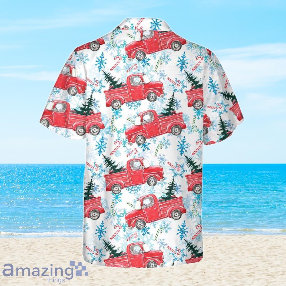 Christmas Red Retro Truck With Candy Cane Hawaiian Shirt Gift For Men And Women image Christmas Red Retro Truck With Candy Cane Hawaiian Shirt Gift For Men And Women Product Photo 2