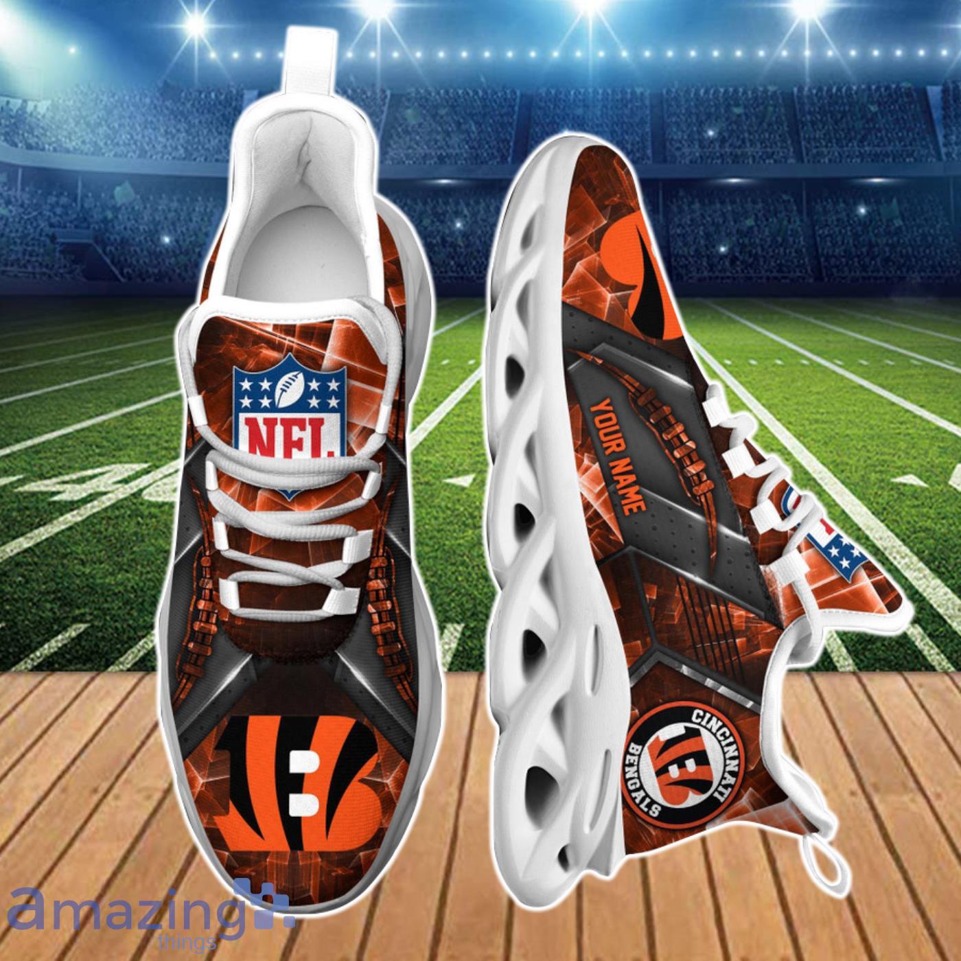 Cincinnati Bengals Custom Name 2023 NFL Max Soul Shoes For Men And