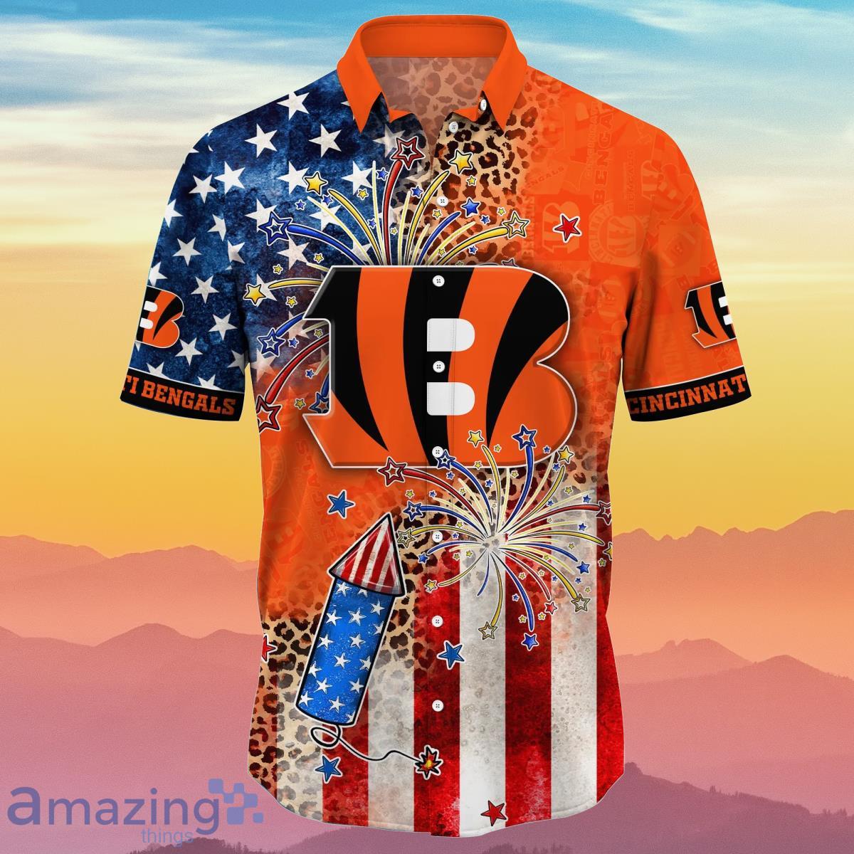 4th Of July Cincinnati Bengals NFL Rugby Helmet Hawaiian Shirt Graphic  American Flag