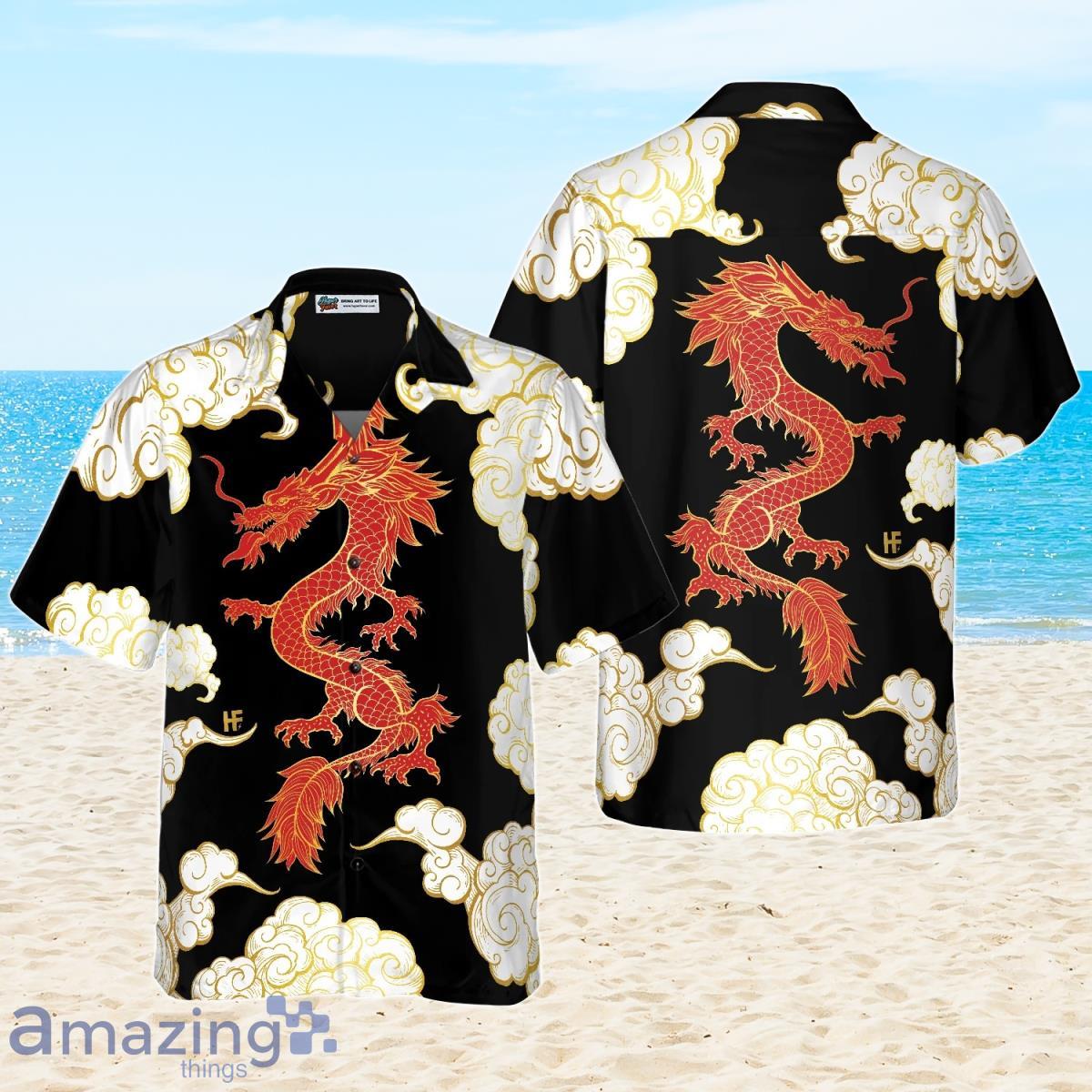 Cool Chinese Dragon Black Red Cloud Hawaiian Shirt Gift For Men And Women Product Photo 1