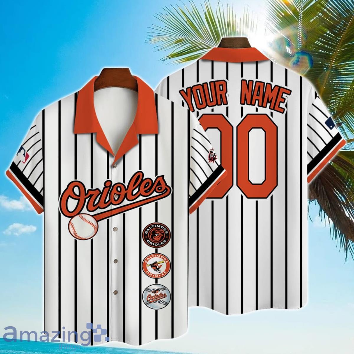 Custom Name And Number Baltimore Orioles Baseball Cool Hawaiian Shirt Product Photo 1