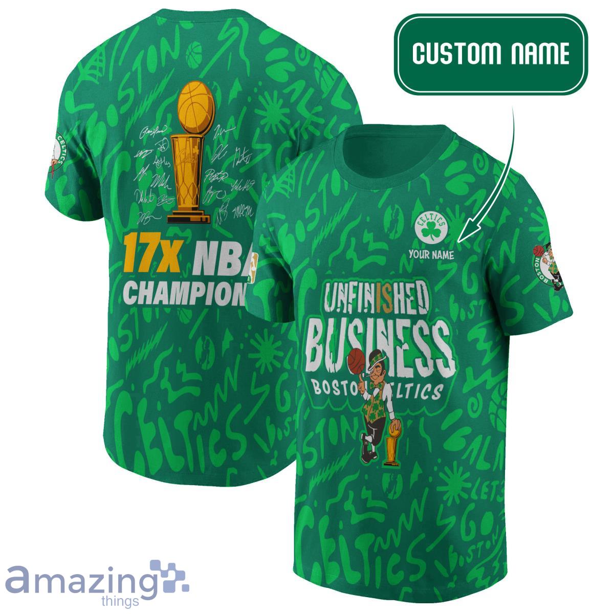 Custom Name Boston Celtics 17x Champions City Background Print 3D Shirt Product Photo 1