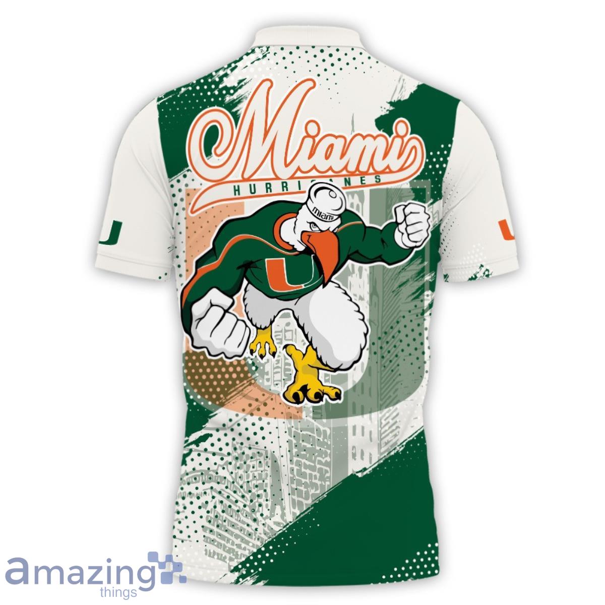 Custom Name And Number Miami Hurricanes Men's Basketball Mascot Print 3D T- Shirt