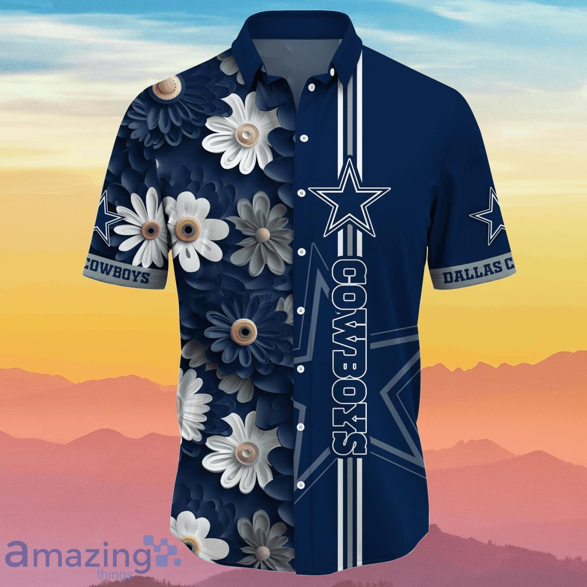 Nfl Dallas Cowboys Tropical Flower Short Sleeve Trendy Hawaiian