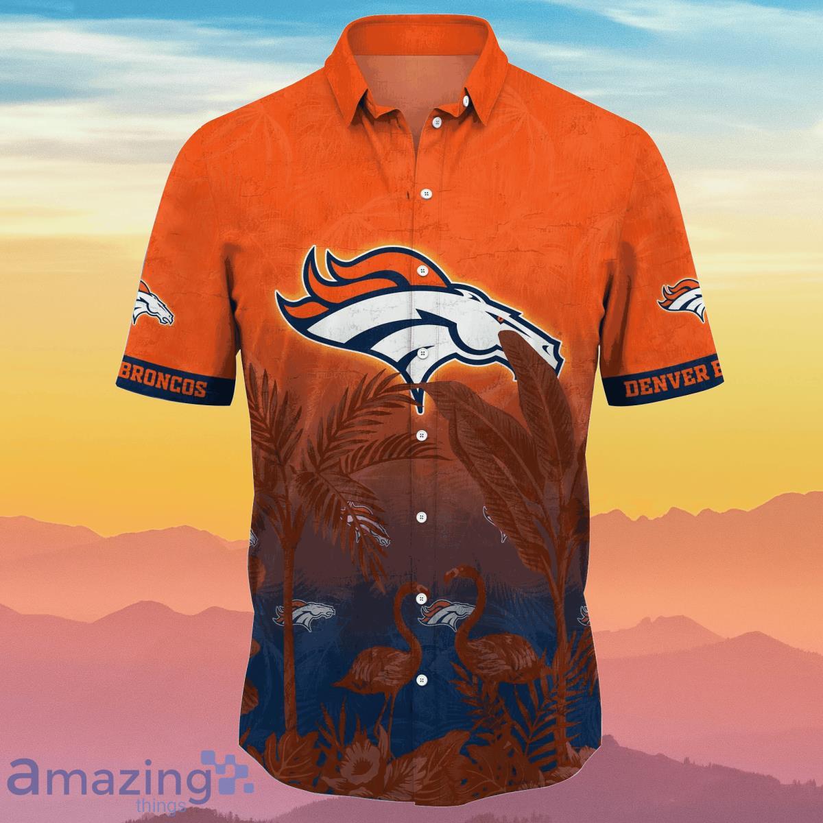 Denver Broncos NFL And Flowers Short Sleeves Hawaiian Shirt