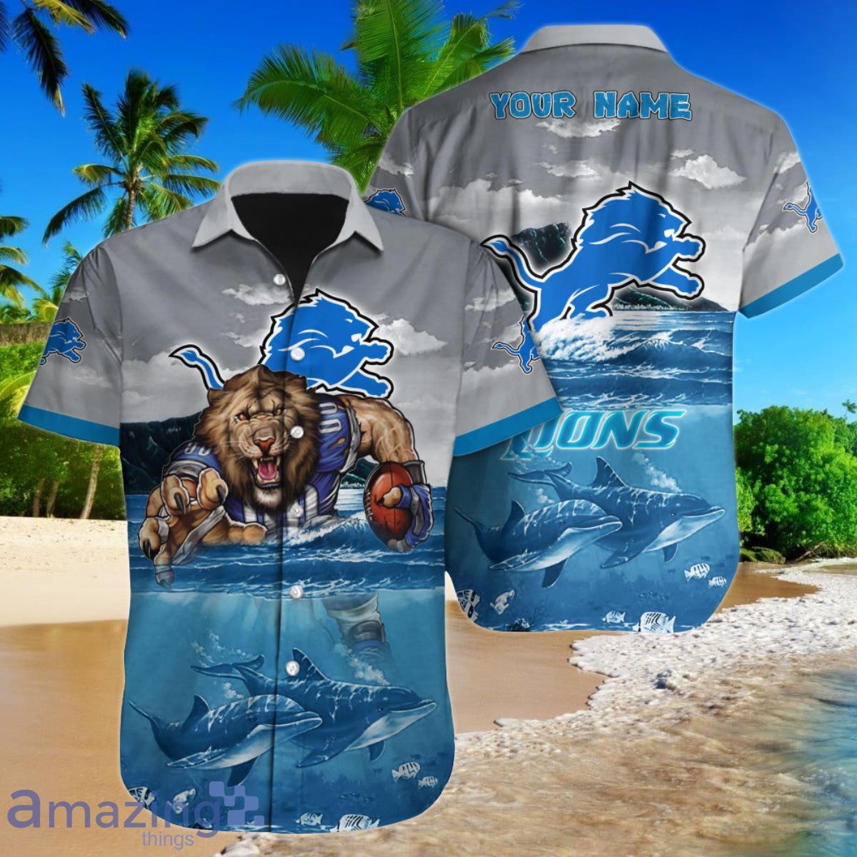 Detroit Lions NFL Football Custom Name Hawaiian Shirt Best Gift For Real Fans Product Photo 1