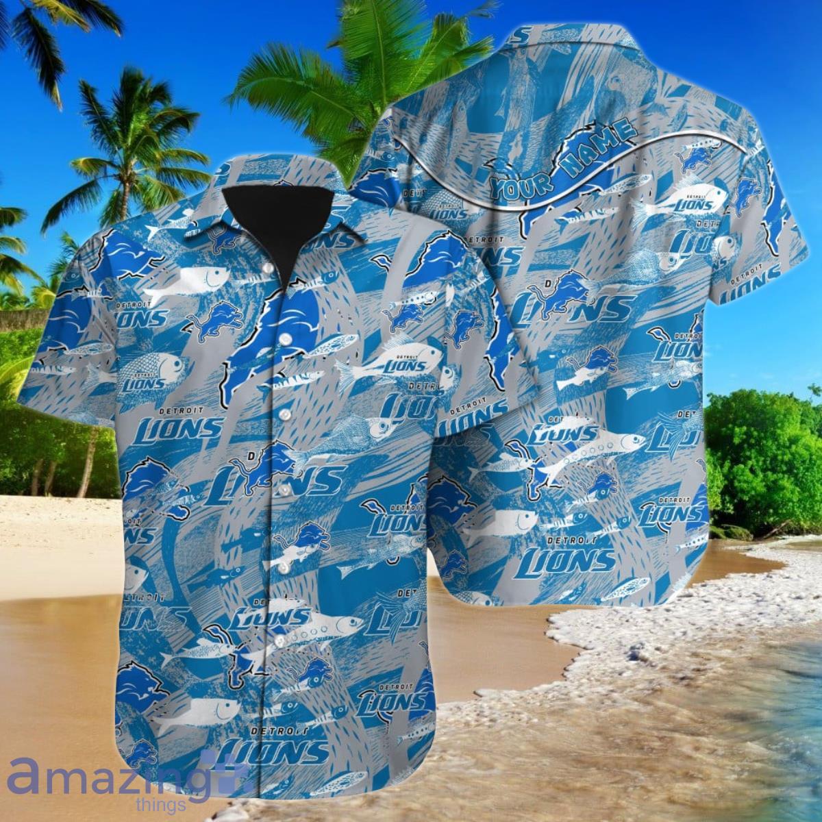 Detroit Lions NFL Football Custom Name Hawaiian Shirt Ideal Gift