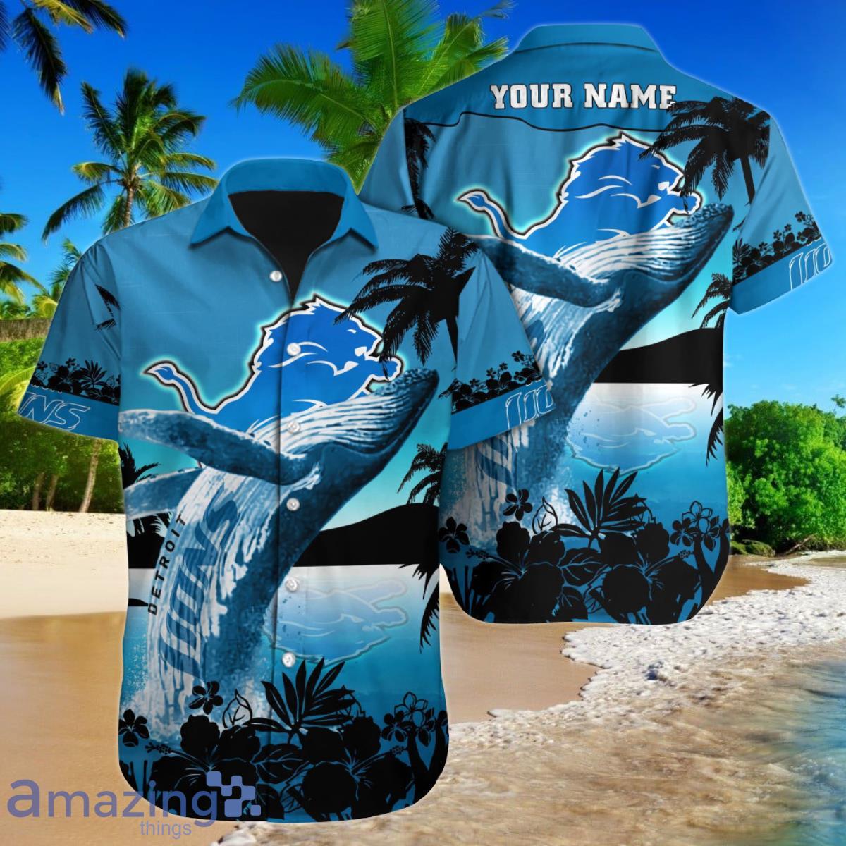 Detroit Lions NFL Football Custom Name Hawaiian Shirt Special Gift For Loyal Fans Product Photo 1