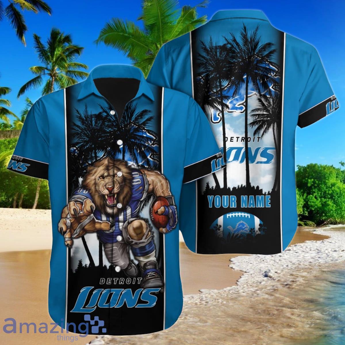 Detroit Lions NFL Football Custom Name Hawaiian Shirt Special Gift For Men And Women Fans Product Photo 1