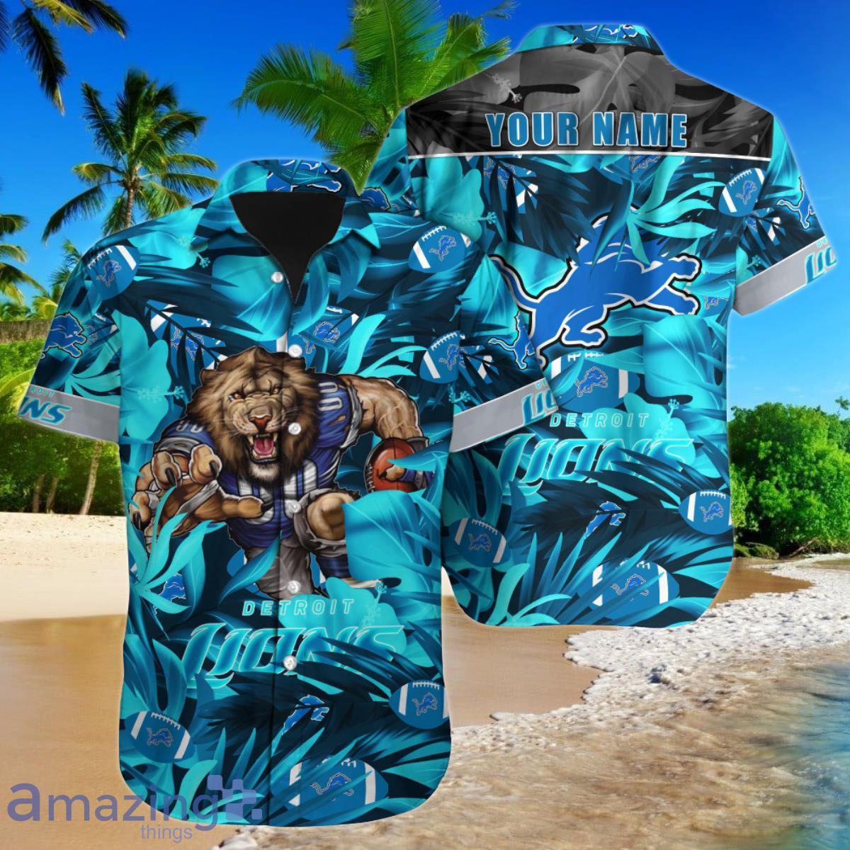 Detroit Lions NFL Football Custom Name Hawaiian Shirt Unique Gift For Fans Product Photo 1