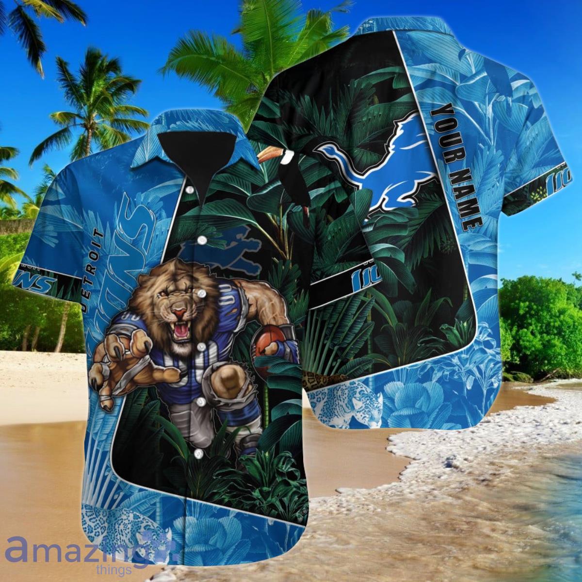 Detroit Lions NFL Football Custom Name Hawaiian Shirt Unique Gift For Loyal Fans Product Photo 1
