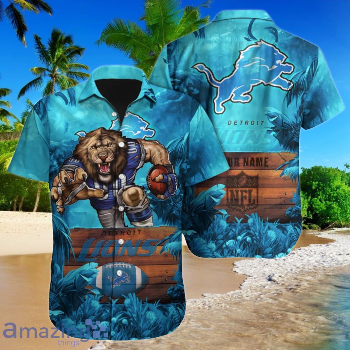 Detroit Lions NFL Football Custom Name Hawaiian Shirt Unique Gift For Real Fans Product Photo 1
