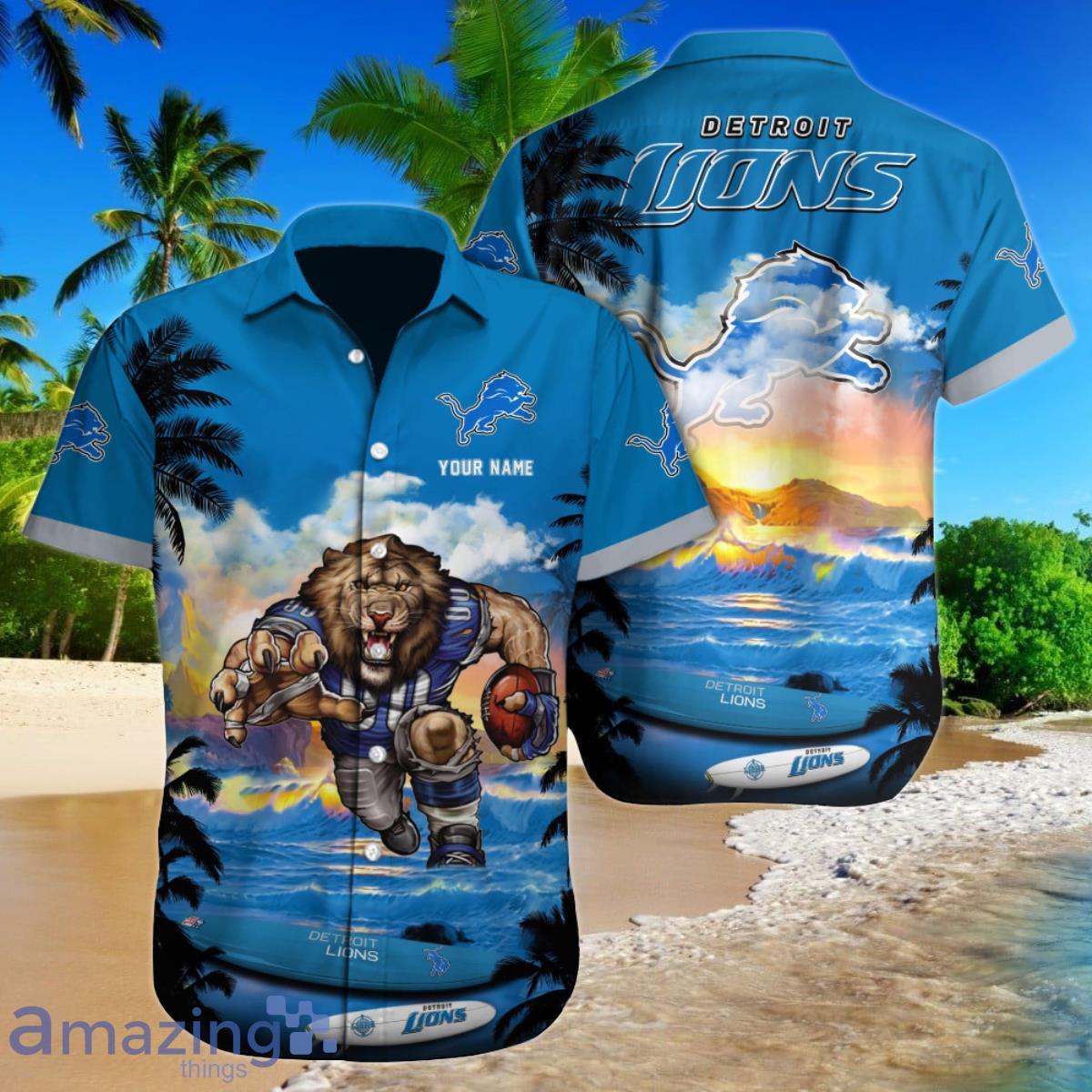 Detroit Lions NFL NFL Football Custom Name Hawaiian Shirt Style Gift For Real Fans Product Photo 1