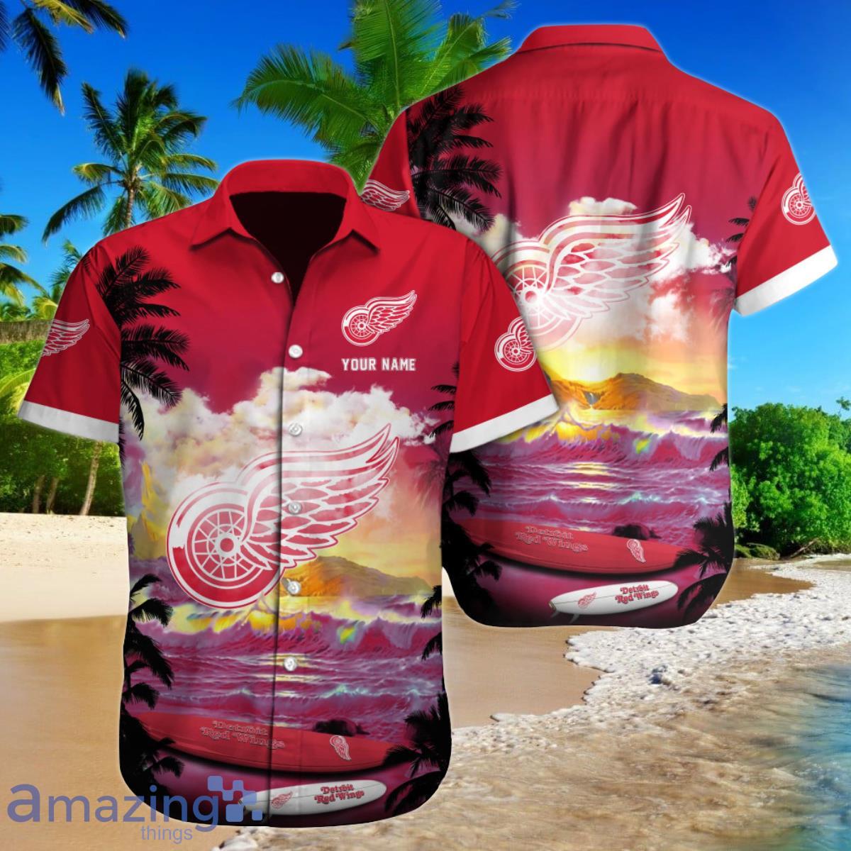 Detroit Red Wings NHL Custom Name Hawaii Shirt Style Gift For Loyal Fans Product Photo 1