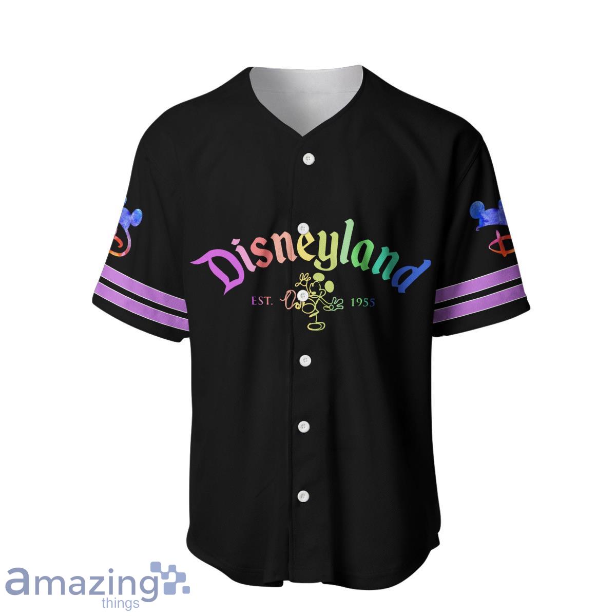 Disneyland Magic Kingdom Rainbow Black Disney Baseball Jerseys For Men And  Women