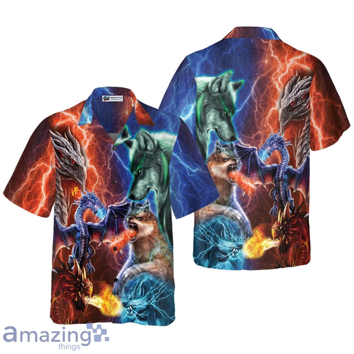 Dragon Vs Wolves Hawaiian Shirt Unique Gift For Men And Women Product Photo 1