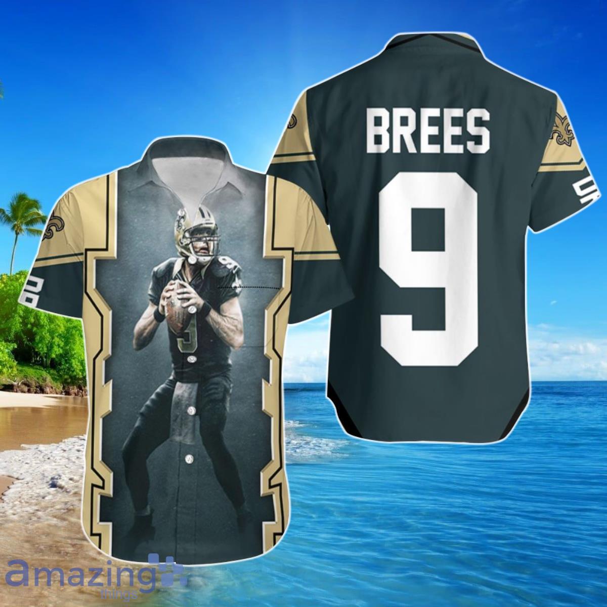 Drew Brees New Orleans Saints Dark Hawaiian Shirt For Men Women