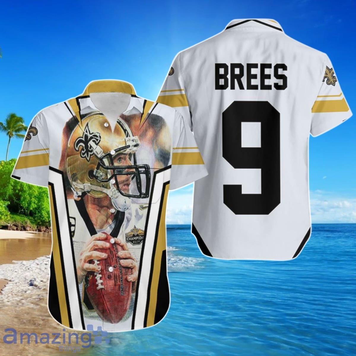Drew Brees New Orleans Saints Picture Super Bowl Champion Hawaiian Shirt For Men Women Product Photo 1