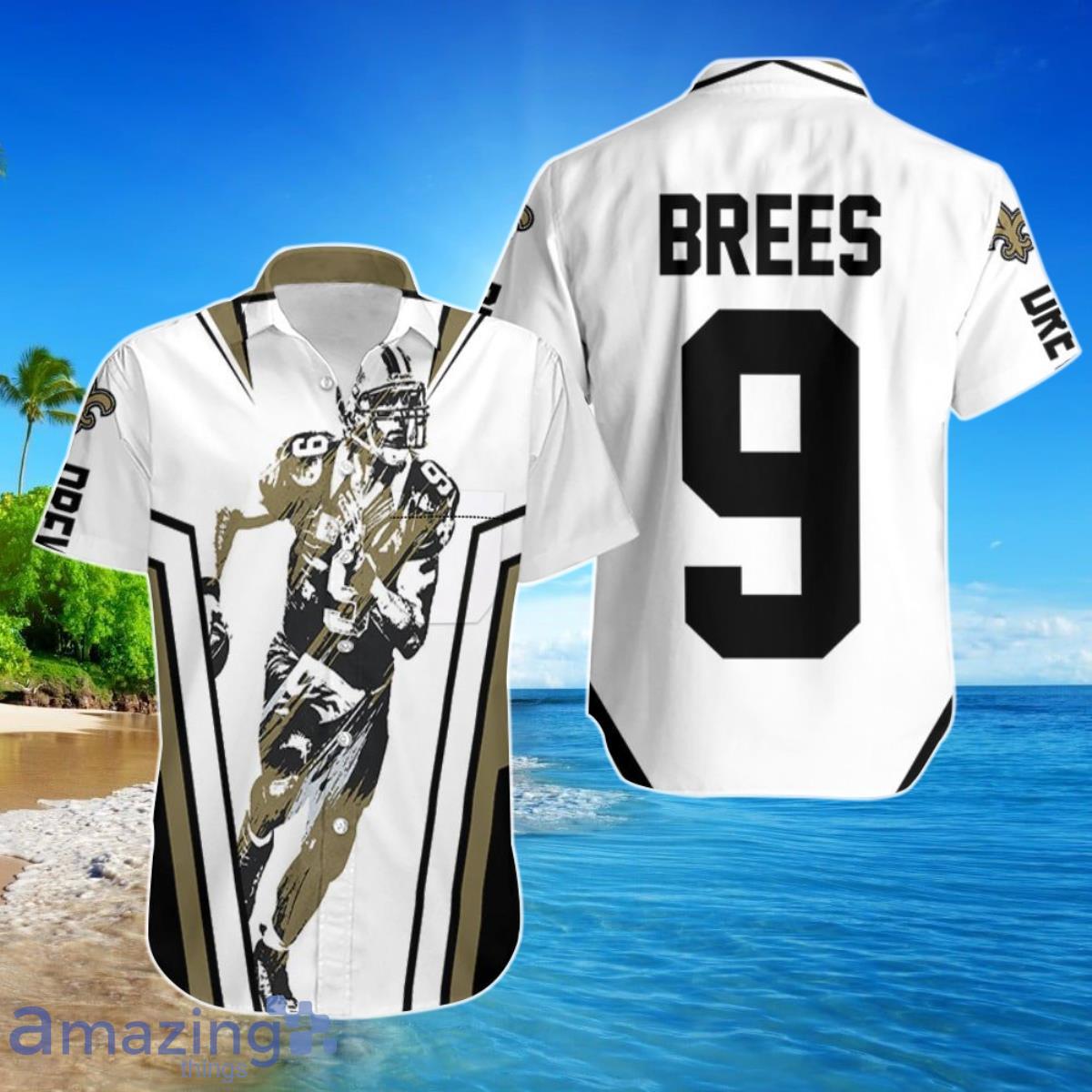 Drew Brees New Orleans Saints Watercolor Hawaiian Shirt For Men Women Product Photo 1