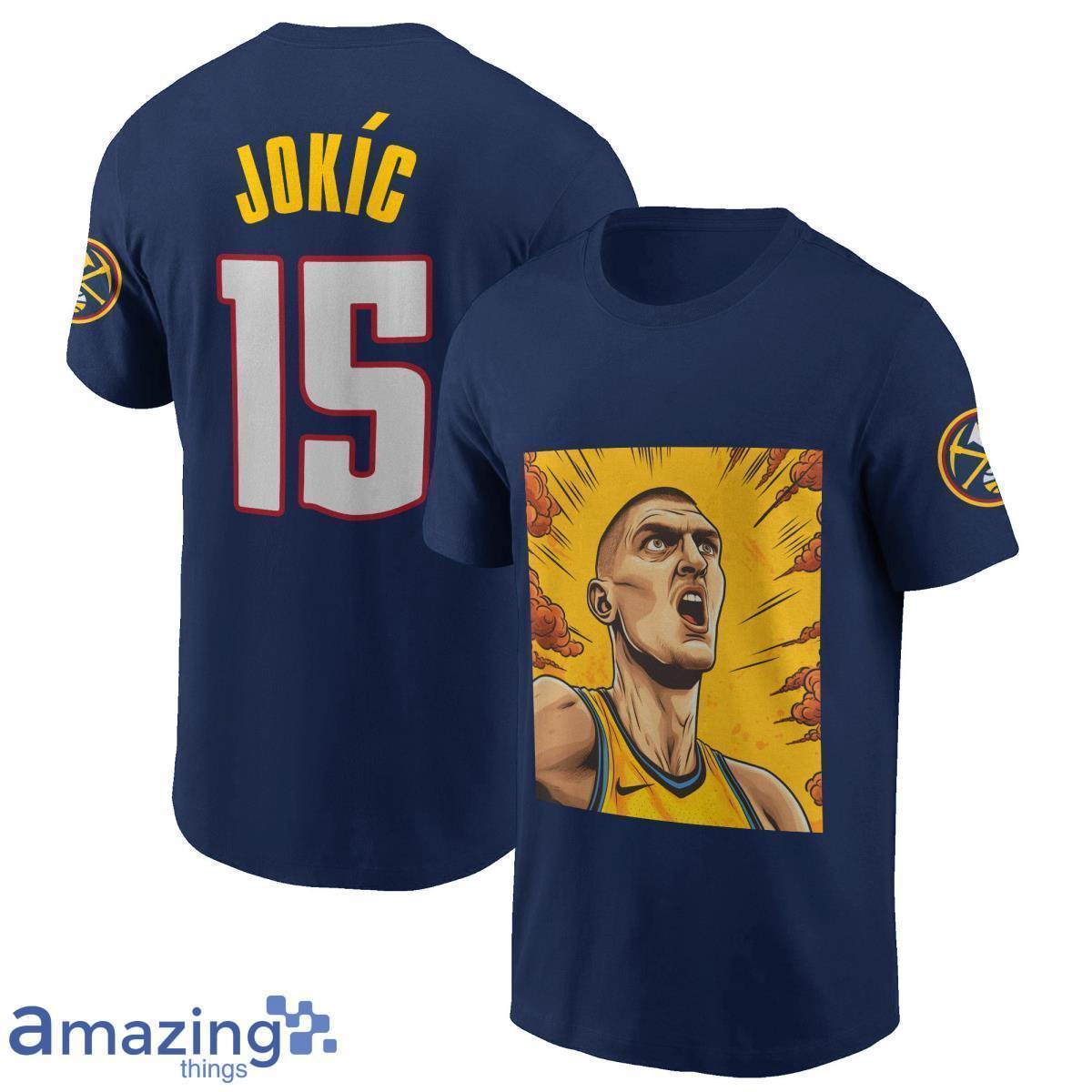 Dynamic Nikola Jokic Number 15 Denver Nuggets NBA Champions On Blue Print T-Shirt Product Photo 1