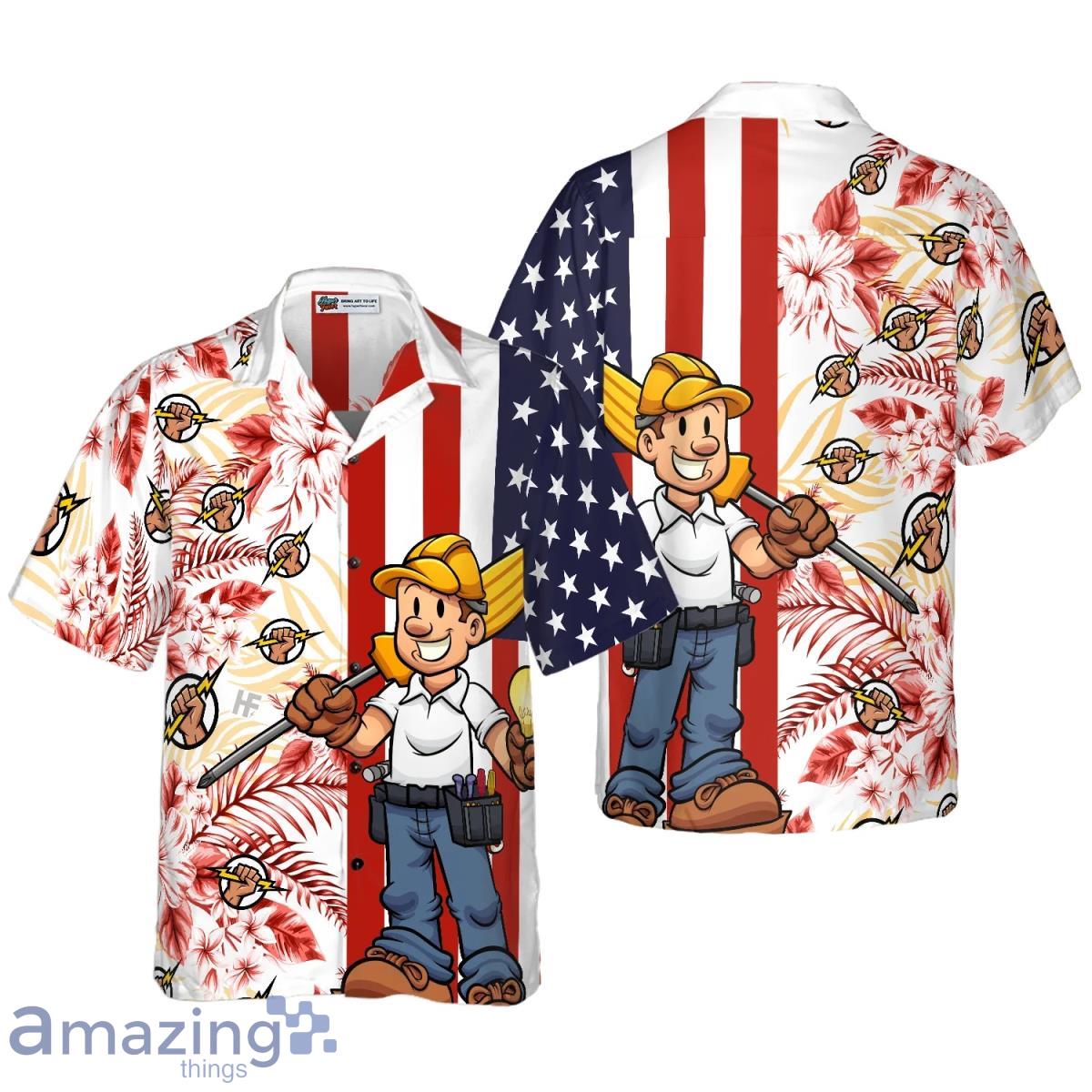 Electrician Flag Tropical Hawaiian Shirt Happy Gift For Men And Women Product Photo 1