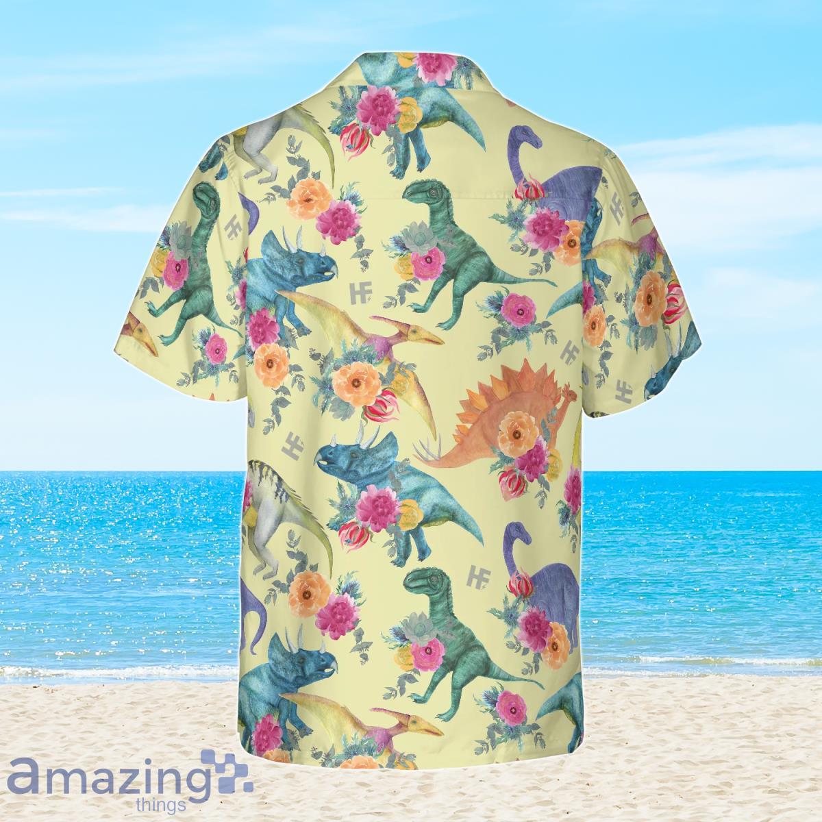 Floral Dinosaurs Hawaiian Shirt Fashionble Gift For Men And Women image Floral Dinosaurs Hawaiian Shirt Fashionble Gift For Men And Women Product Photo 2