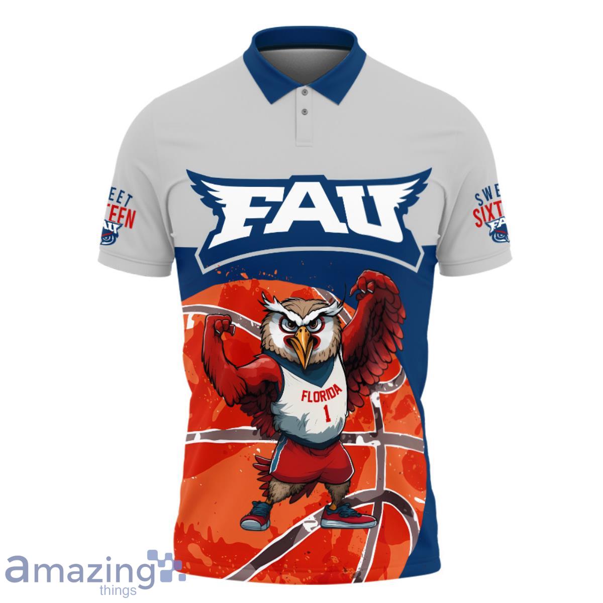 Florida Atlantic Owls Basketball Mascot Pattern 3D Polo Shirt Product Photo 2