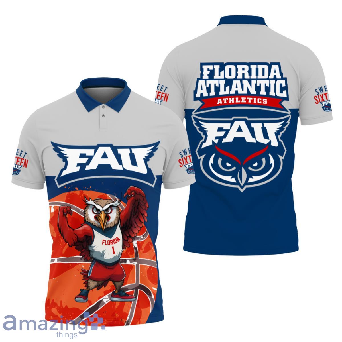 Florida Atlantic Owls Basketball Mascot Pattern 3D Polo Shirt Product Photo 1