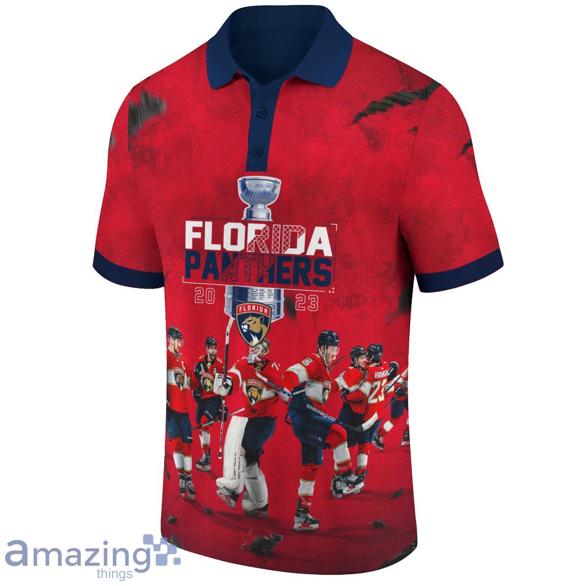 Florida Panthers National Hockey League Champions 2023 On Red Background 3D Polo Shirt Product Photo 2