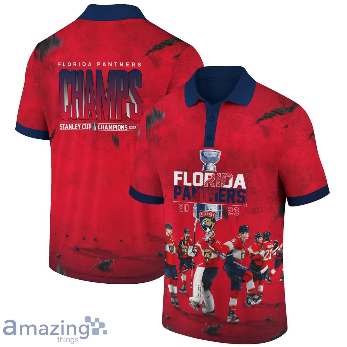 Florida Panthers National Hockey League Champions 2023 On Red Background 3D Polo Shirt Product Photo 1