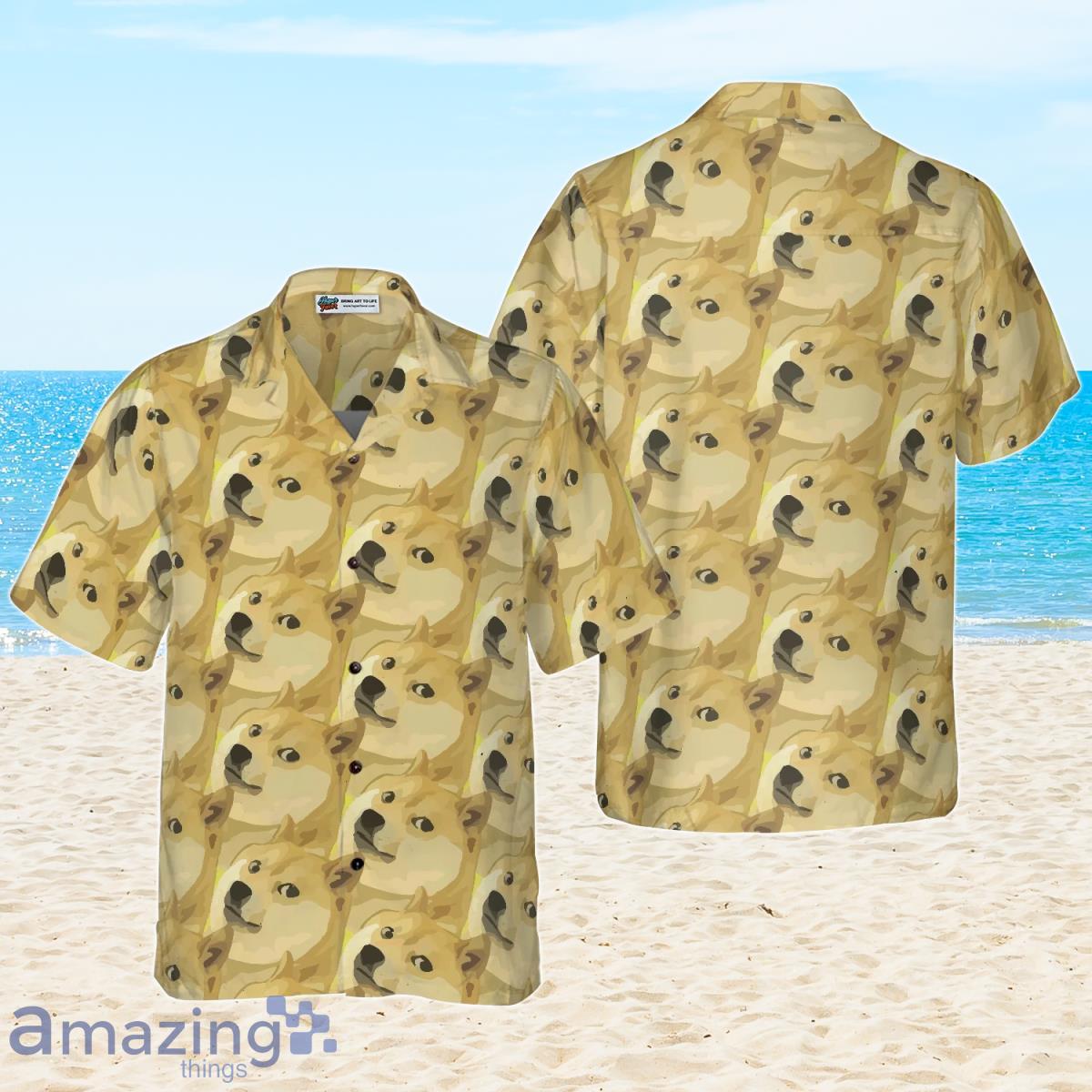 Full Face Doge Pattern Dogecoin Hawaiian Shirt Best Gift For Dog Lovers Product Photo 1