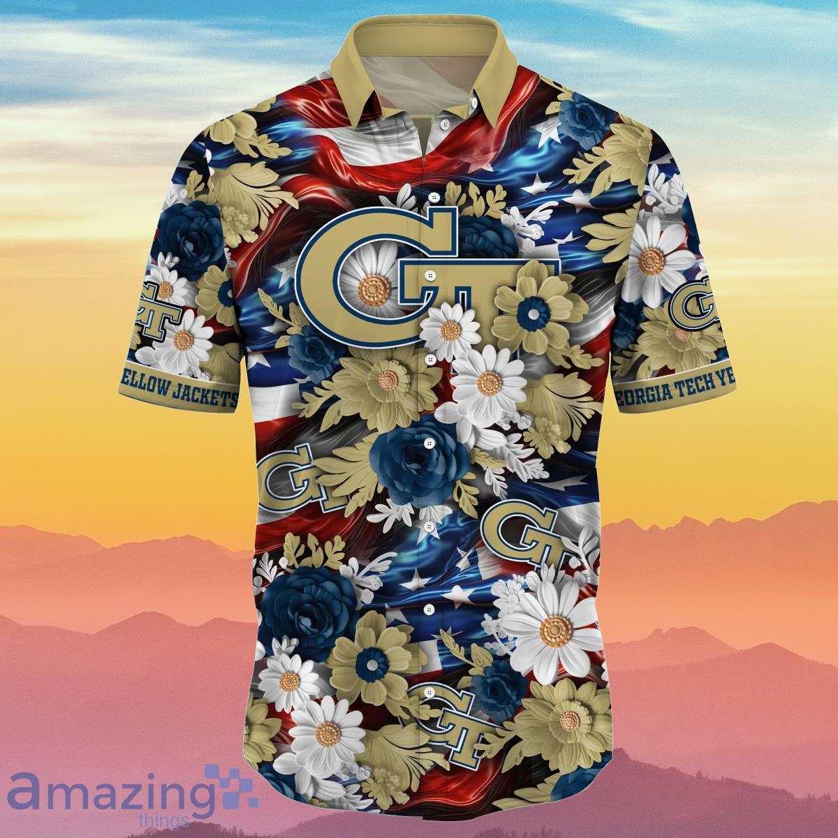 Georgia Tech Yellow Jackets NCAA3 Hawaiian Shirt 4th Of July Independence Day Special Gift For Men And Women Fans image Georgia Tech Yellow Jackets NCAA3 Hawaiian Shirt 4th Of July Independence Day Special Gift For Men And Women Fans Product Photo 2