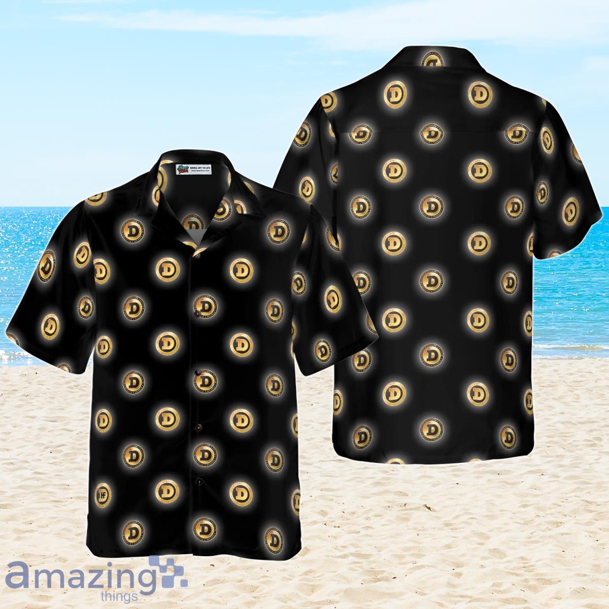 Golden Black Dogecoin Hawaiian Shirt New Style For Men And Women Product Photo 1