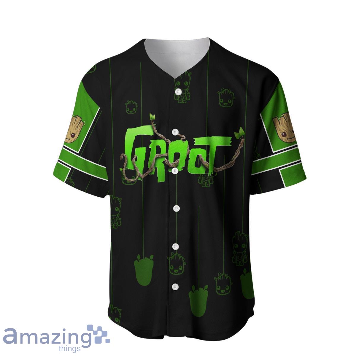 Groot Black Green Patterns Disney Baseball Jersey Shirt Product Photo 2