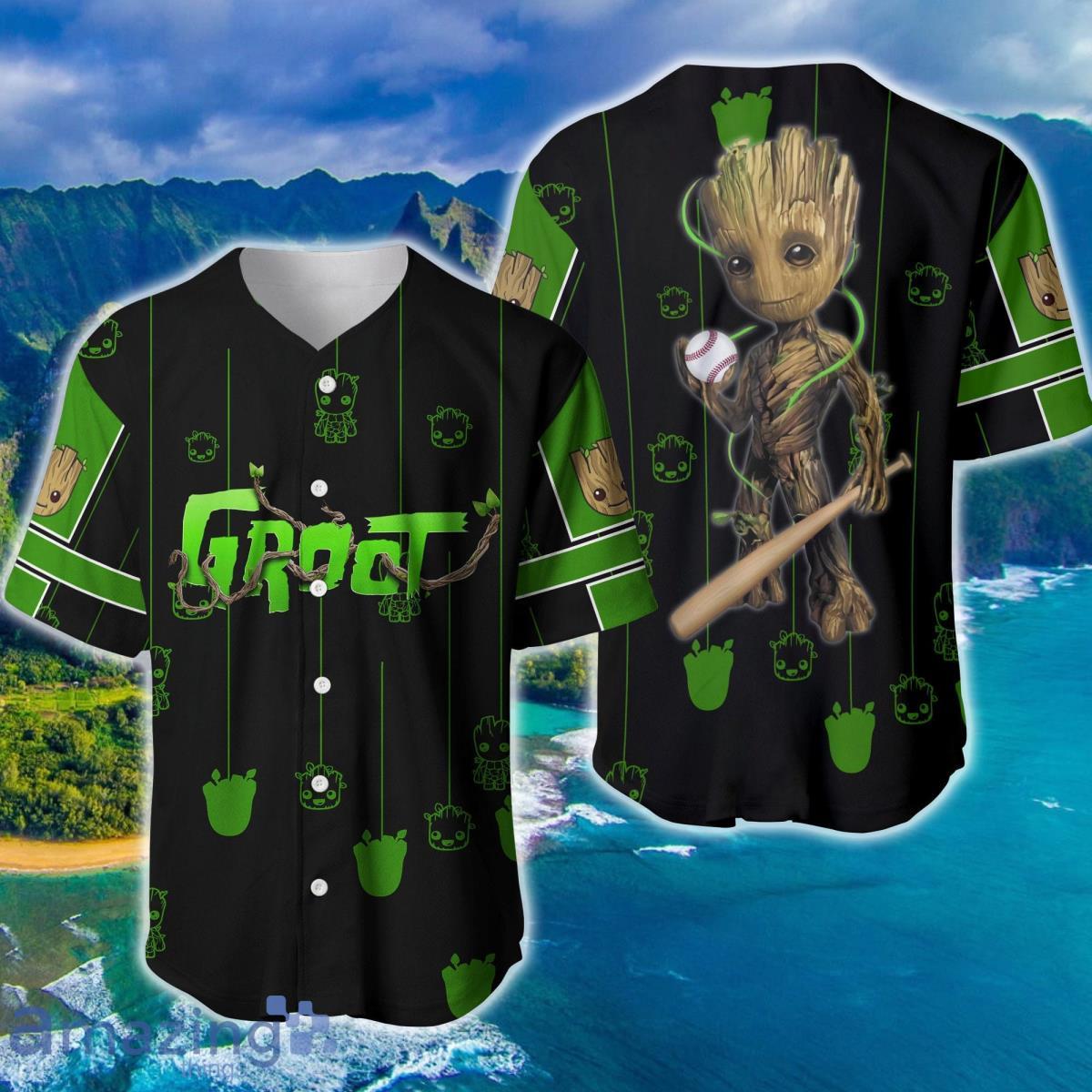 Groot Black Green Patterns Disney Baseball Jersey Shirt Product Photo 1