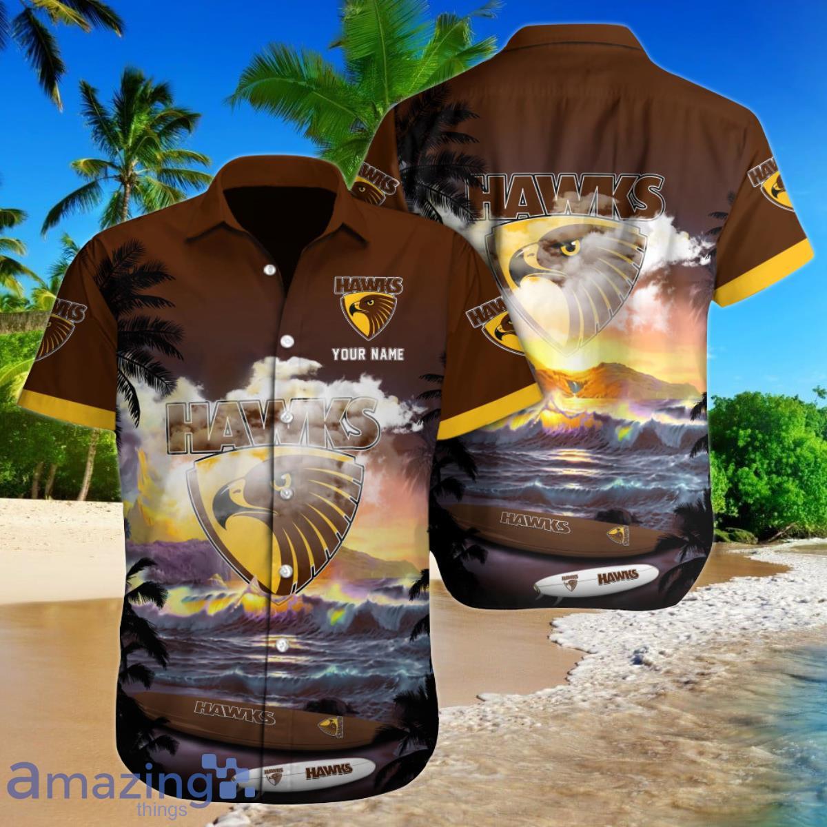 Hawthorn Hawks AFL Custom Name Hawaii Shirt  For Men Women Gift For Fans Product Photo 1