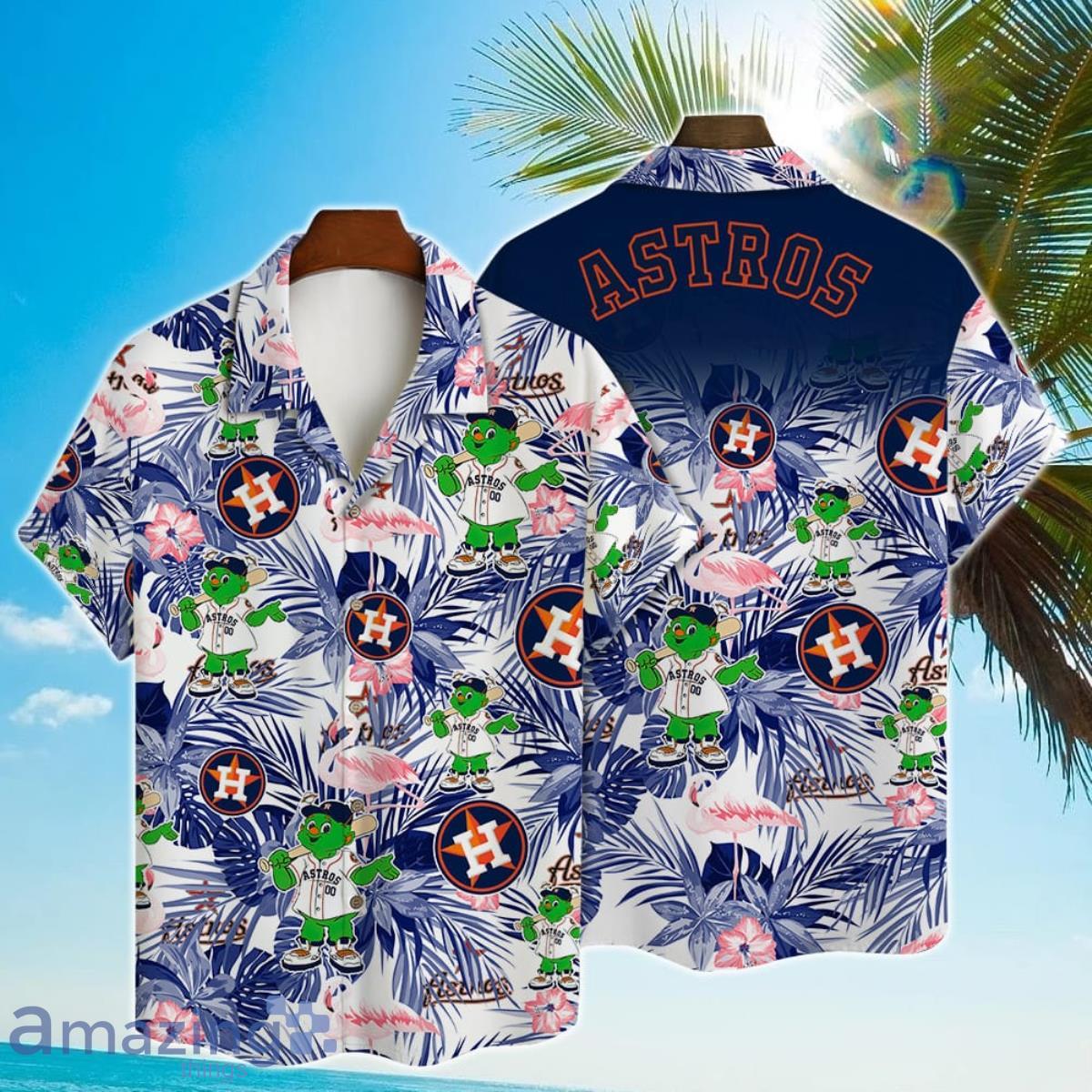 Houston Astros Major League Baseball Mascot And Hibiscus Pattern